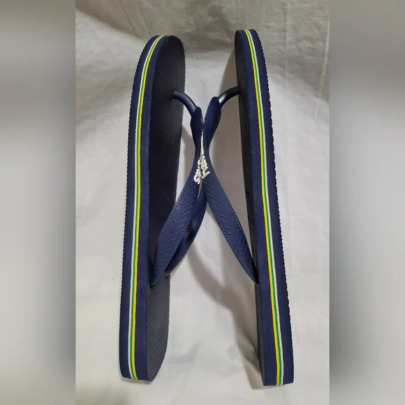 Havaianas Women's Brazil Logo Navy Flip Flops Size 9.5 To 10 41-42 - Picture 5 of 8